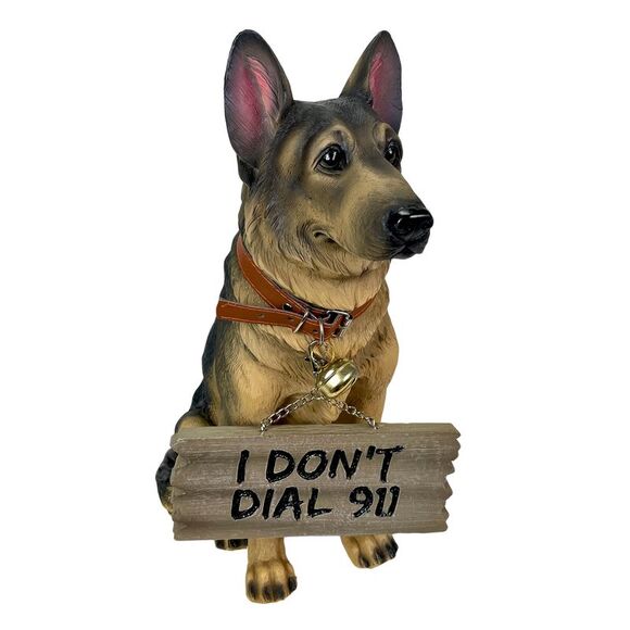I Don't Dial 911 German Shepherd Guard Dog Warning Statue - Picture 1 of 10